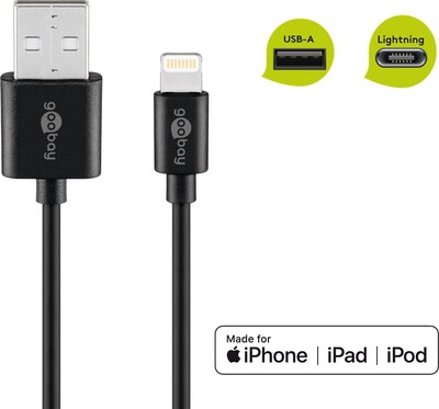 Kábel USB "Lightning" pre Apple, 0.5m, High Speed, čierny