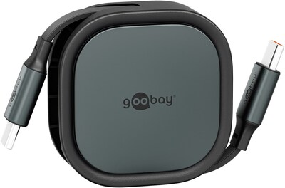 Kábel USB 2.0 Typ C CM/CM 1m, High Speed, Power Delivery 15w 5V3A, čierny, samonavíjací