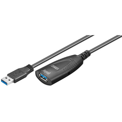 Kábel USB 3.0 A-A M/F 5m, Super Speed, čierny, AKTÍVNY
