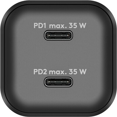 Nabíjačka USB 230V 2port, 2xUSB Typ C, 35W, Power Delivery, GaN, čierna