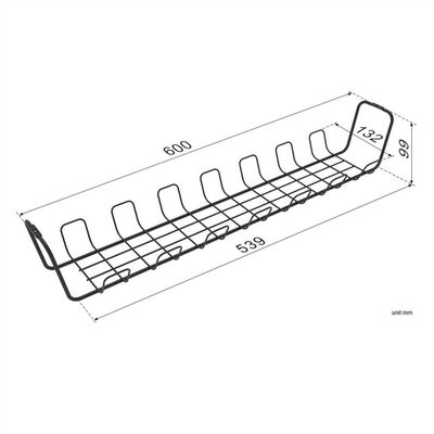 Káblový organizér, žľab na káble pod stôl, 600x132x99mm (DxHxV), čierny, 2ks/bal