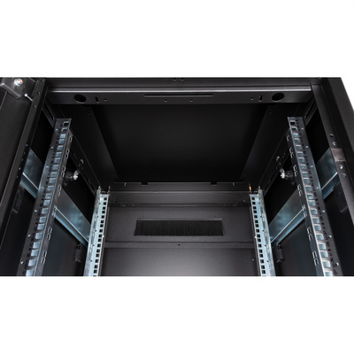 19" Rack na podlahu 42U, 2053x600x600mm (HxWxD), PRO, sklenené dvere, čierny