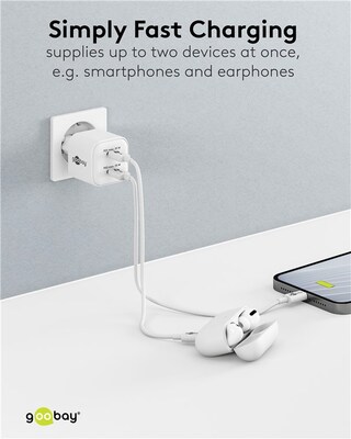 Nabíjačka USB 230V 1port, 2x Typ C, 35W, Power Delivery, Fast Charge, Nano, GaN, čierna