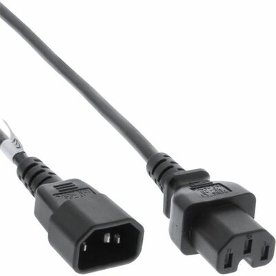Kábel sieťový 230V predlžovací, C14 - C15, 2m, 0.75mm², 10A, čierny
