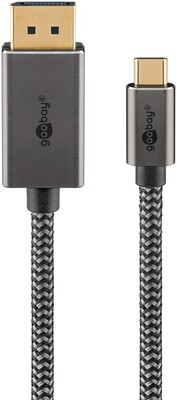 Kábel USB 3.1 Typ C na DisplayPort M/M 3m, gen.2, 4K@60Hz, čierny/sivý, oplet, pozl. konektor