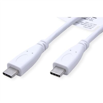 Kábel USB 3.2 Gen 2, Typ C CM/CM 1m, 10Gbps, PD 100w 20V5A, biely