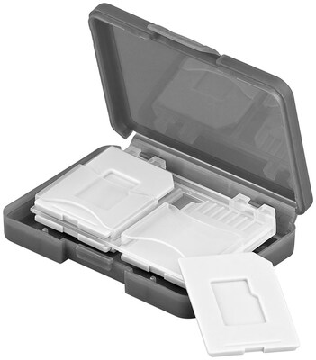 BOX na pamäťové karty, pre 4x SD/microSD, transparentný/čierny