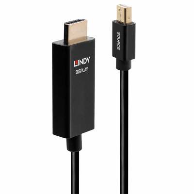 Kábel DisplayPort mini na HDMI M/M 2m, jednosmerný, 4K@60Hz UHD, HDR, audio, čierny, pozl. konektor