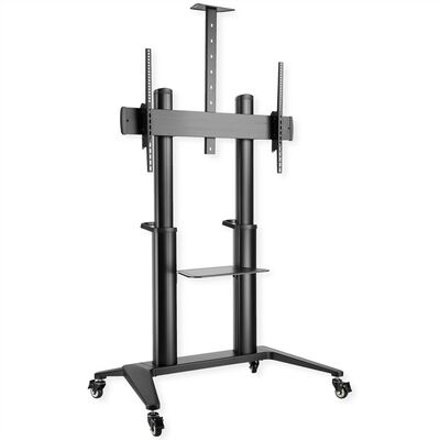 Držiak na kolieskach pre TV 70-120", s policou, výška 103-163cm, max 140kg, VESA do 1000x600, čierny