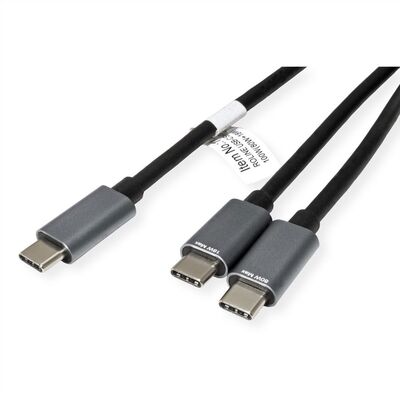 Kábel USB 2.0 Typ C CM/2xCM 1.85m, High Speed, Power Delivery 100w, čierny