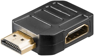 Uhlový adaptér HDMI M/F 90°, smerom doprava, 4K@60Hz, čierny, pozl. kon.