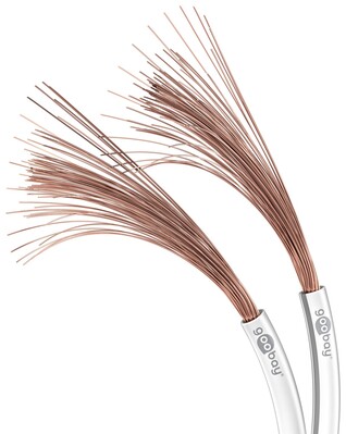 Reproduktorový kábel audio 2x2.5mm², 25m, meď, OFC (99,9% oxygen-free copper), biely