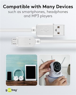 Kábel USB 2.0 A-MICRO-B M/M 0.15m, High Speed, biely