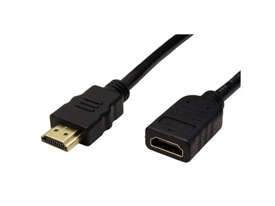 Kábel HDMI M/F 1.5m, High Speed+Eth, 4K@30Hz, HDMI 1.4, G pozl. kon., čierny, predlžovací
