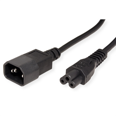 Kábel sieťový 230V predlžovací pre notebook, C14 - C5, 1.8m, 0.75mm², 2.5A, čierny