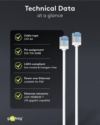 U/FTP Patchkábel LSOH TPE 7.5m cat.6a, biely, slim, Cu, Flex Cable, Eco obal