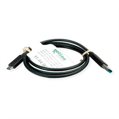 Kábel USB 3.2 Gen 1, AM/CM Typ C 1m, 5Gbps, čierny, TPE, Eko balenie