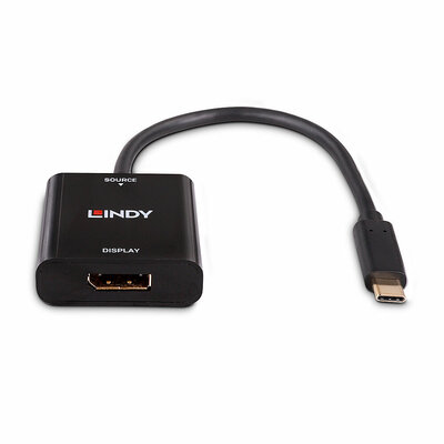 Adaptér USB 3.1 Typ C na DisplayPort 1.4 (4K@144Hz UHD), čierny, 21cm 