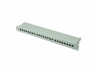 19" Patch panel 24port cat.6, tienený s uzemnením, celokovový, 1U, sivý