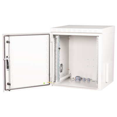 19" Rack na stenu 12U, sivý, 713x600x600mm (HxWxD), RAL7035, IP55, vonkajší, odnímateľné bočnice
