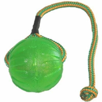 Lopta silikónová stredná plávajúca, 9cm, so šnúrkou 35cm, CHEW BALL, zelená