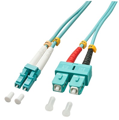 Fiber kábel LC-SC, 3m Duplex OM3(50/125µm), LSOH, tyrkysový