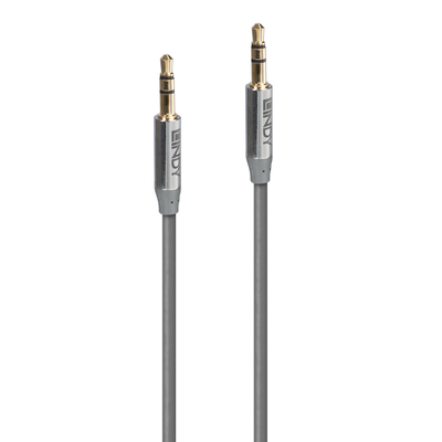 Kábel 3.5mm stereo jack M/M 0.5m, sivý, pozl. konektor, Slim, Cromo Line §§