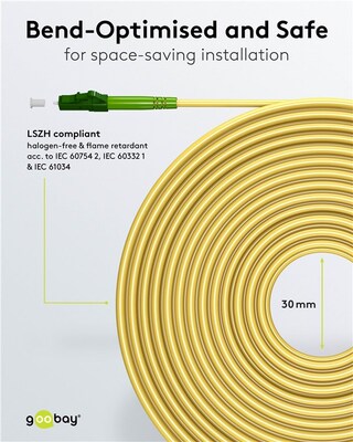 Fiber kábel LC/APC-LC/APC, 5m Simplex OS2(9/125µm), LSOH, 3mm, žltý