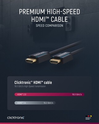 Kábel HDMI M/M 1.5m, High Speed+Eth, 4K@60Hz, HDMI 2.0, 18G, pozl. konektor, modrý, C