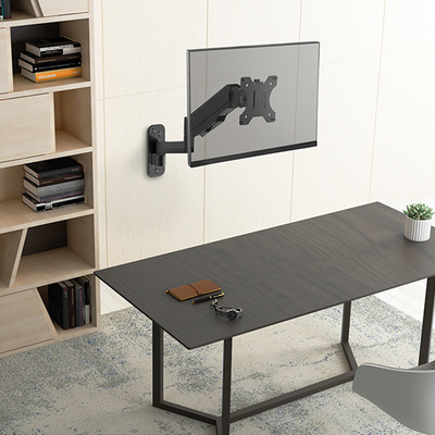 Držiak pre monitor na stenu, pneumatický, max 8kg, rameno 453mm, VESA 75/100, čierny