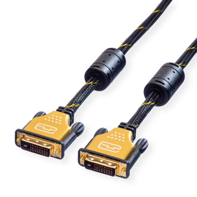 Kábel DVI-D M/M 10m, Dual-Link, 3840x2160@30Hz, HQ s ferrit., čierny, G pozl. Konektor, Gold