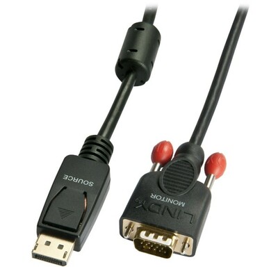 Kábel DisplayPort na VGA M/M 2m, čierny, jednosmerný, aktívny, G pozl. kon