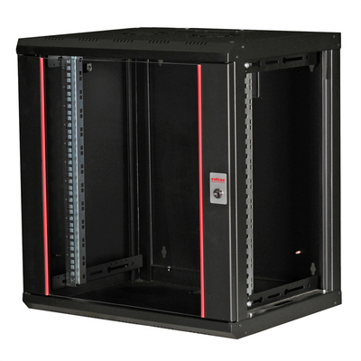 19" Rack na stenu 12U, čierny, 640x600x450mm (HxWxD), RAL9005, PRO, odnímateľné bočnice