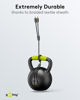 Kábel Cinch 2x audio M/M 2m, čierny/sivý, pozl. konektor