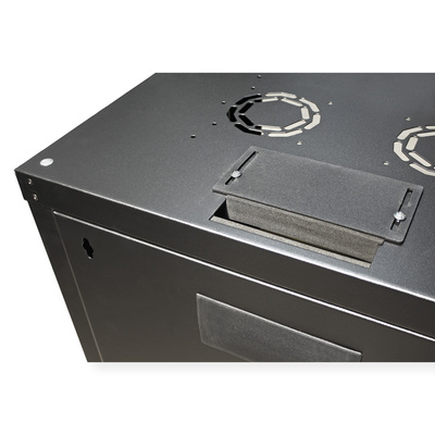 19" Rack na stenu 9U, čierny, 505x600x450mm (HxWxD), RAL9005, PRO, odnímateľné bočnice