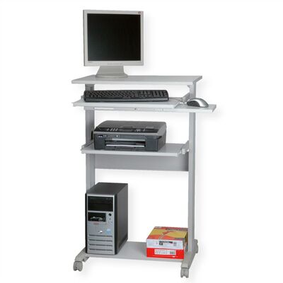 Stolík na kolieskach pre monitor, PC a klávesnicu, max 40kg, 110x68x54cm (HxWxD), sivý