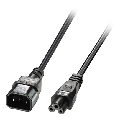 Kábel sieťový 230V predlžovací pre notebook, C14 - C5, 2m, 0.75mm², 2.5A, čierny