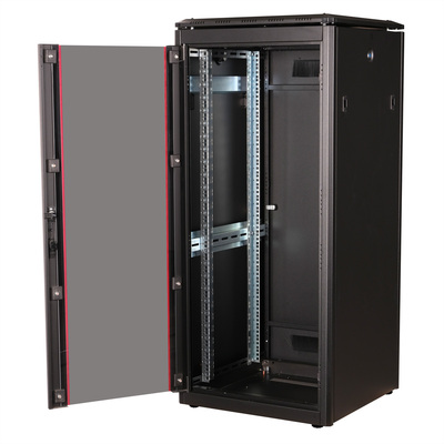 19" Rack na podlahu 26U, 1342x600x600mm (HxWxD), PRO, sklenené dvere, čierny