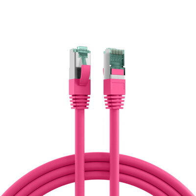 S/FTP (PiMF) Patchkábel LSOH 0.5m cat.6a, magenta, Cu