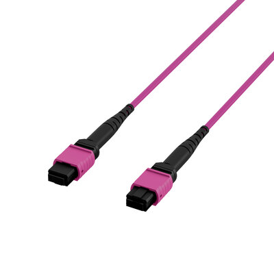 Fiber kábel MTP-MTP, 10m Duplex OM4(50/125µm), LSOH, 3mm, Trunk Cable, fialový, Typ-B
