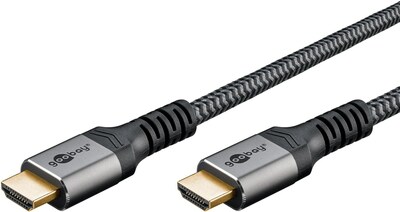 Kábel HDMI M/M 3m, Ultra High Speed+Eth, 8K@60Hz, HDMI 2.1, 48G, G pozl. konektor, čierny/sivý