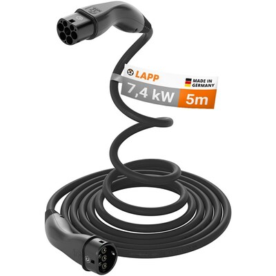 Kábel LAPP HELIX Komfort nabíjací pre elektromobily Type 2, 5m, 7.4kW, 32A, 1 fáza, čierny