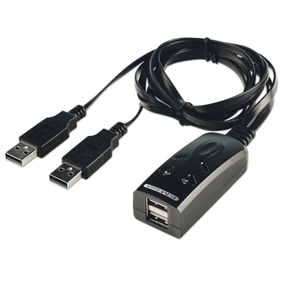 Prepínač USB 2PC/2 zariadenie, prep. cez klávesové skratky (software), čierny