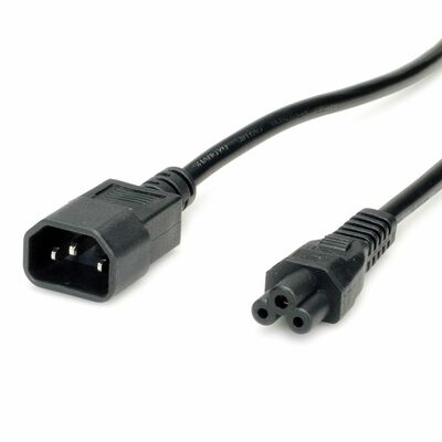 Kábel sieťový 230V predlžovací pre notebook, C14 - C5, 1.8m, 0.75mm², 2.5A, čierny