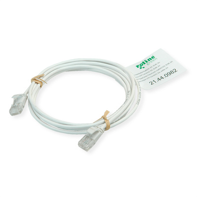 UTP Patchkábel LSOH TPE 1m cat.6a, biely, slim, Cu, Flex Cable, Roline Green, Eco obal