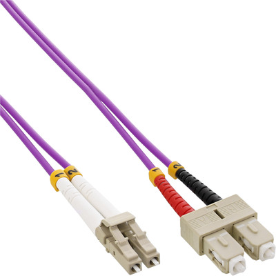 Fiber kábel LC-SC, 25m Duplex OM4(50/125µm), LSOH, 2mm, fialový