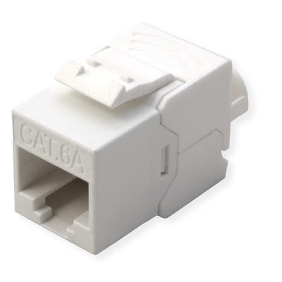 Konektor Keystone cat.6a, netienený, biely, beznástrojový (toolless), SLIM, ShortBody