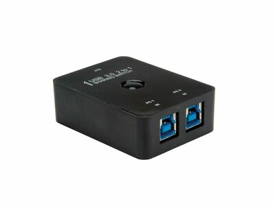 Prepínač USB 3.2 Gen 1, 2PC/1 zariadenie, manuálny, prepínanie tlačidlom, čierny