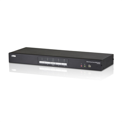 KVM switch/prepínač 4PC, DVI-I, USB, USB hub, audio, DUAL VIEW