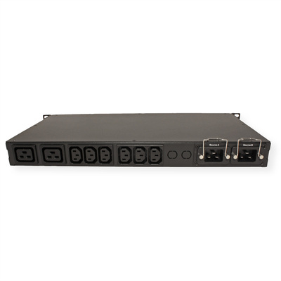 19" automatický prepínač napájania (ATS), 2x C20 / 6x C13 + 2x C19, max. 16A, 1U, čierny